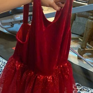 Ruby red sequins tie in the back shirt dress